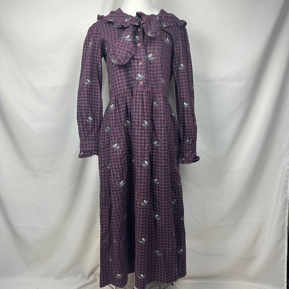 Vintage Eddie Bauer Midi Dress Rare Duck Print Size Small - Picture 1 of 12
